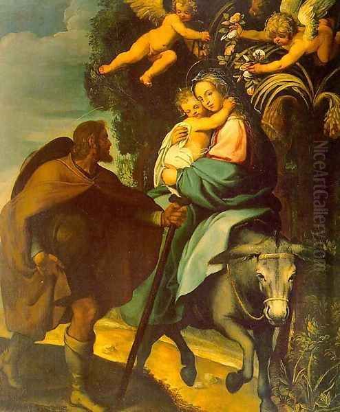 The Flight into Egypt Oil Painting by Bartolome Carducci (or Carducho)