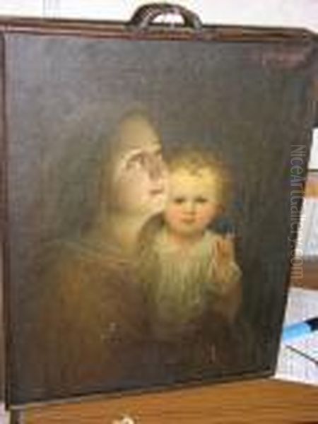 The Virgin And Child Oil Painting by Theodor Kleehaas