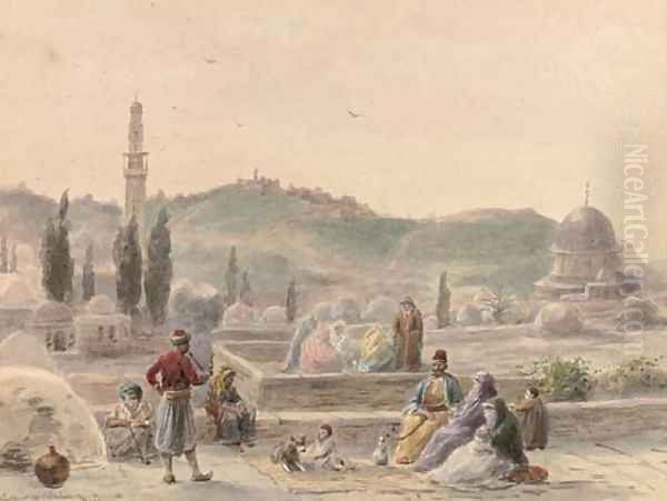 View over the Siloa Fountain to the Mount of Olives, Jerusalem Oil Painting by Paul Chardin