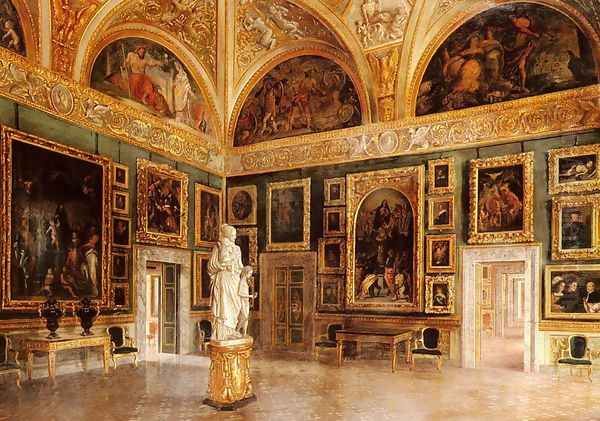 The Interior Of The Pitti Palace Oil Painting by S. Corsi