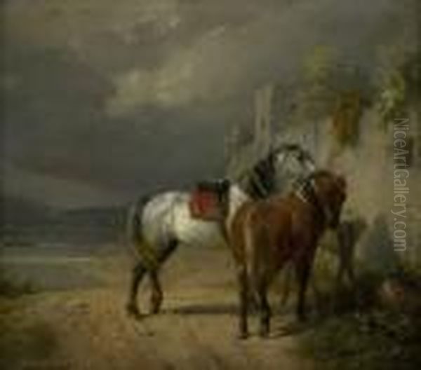 Uberfahrt Der Schiffszugpferde Oil Painting by Johan Adam Klein