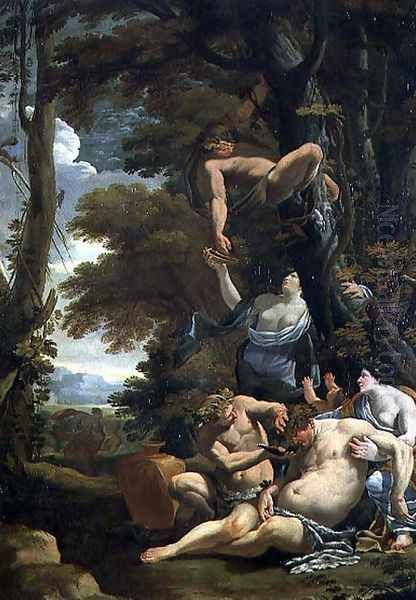 Drunken Silenus, 1640-50 Oil Painting by Nicolas Chaperon