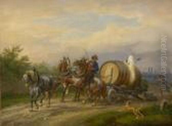 Verungluckter Biertransport Vor Den Toren Munchens. Oil Painting by Johan Adam Klein