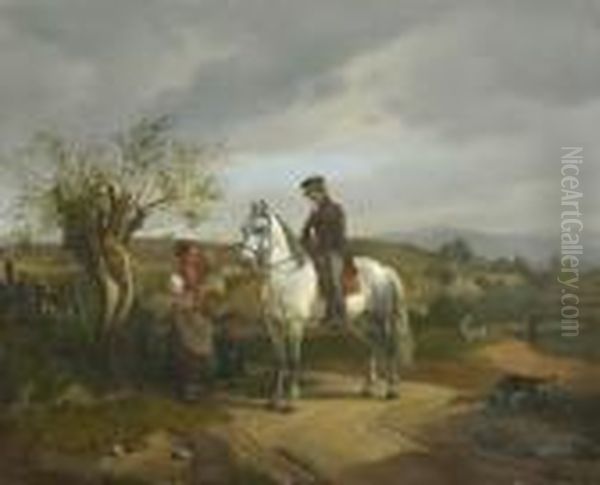 Begegnung Auf Der Landstrase. Oil Painting by Johan Adam Klein