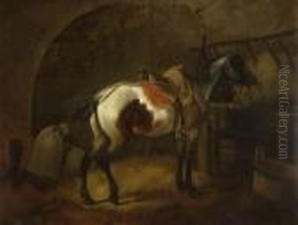 Pferd Im Stall Oil Painting by Johan Adam Klein