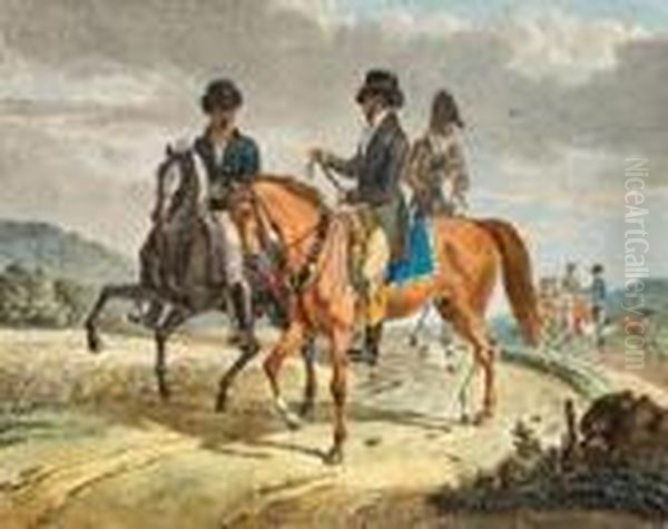 Reitgesellschaft Oil Painting by Johann Adam Klein