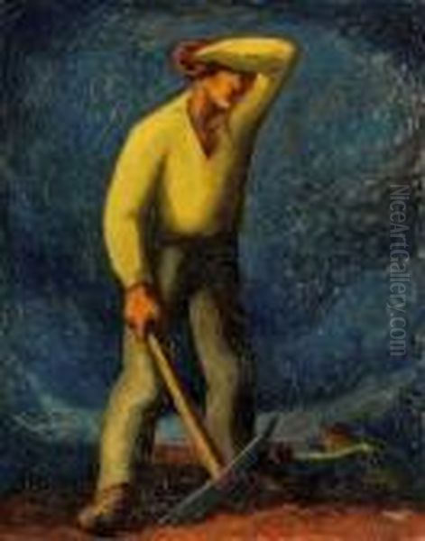 Hewer Man In Nagybanya Oil Painting by Jozsef Klein