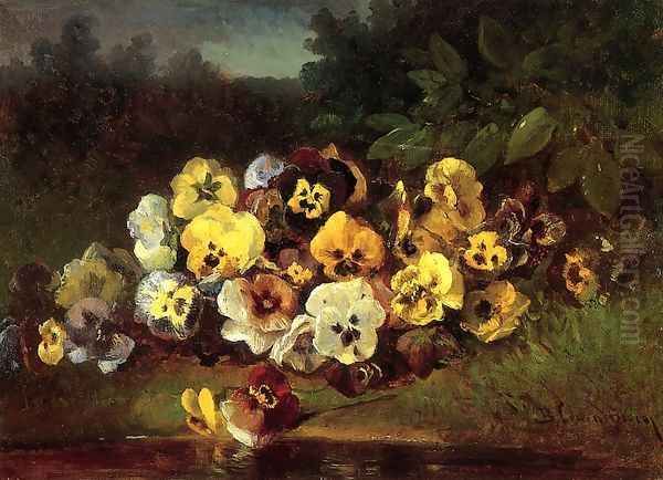 Pansies Oil Painting by Benjamin Champney