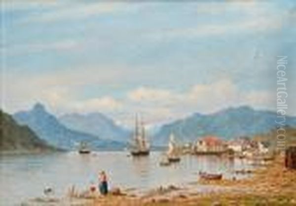 Bythe Shore Oil Painting by Oskar Conrad Kleineh