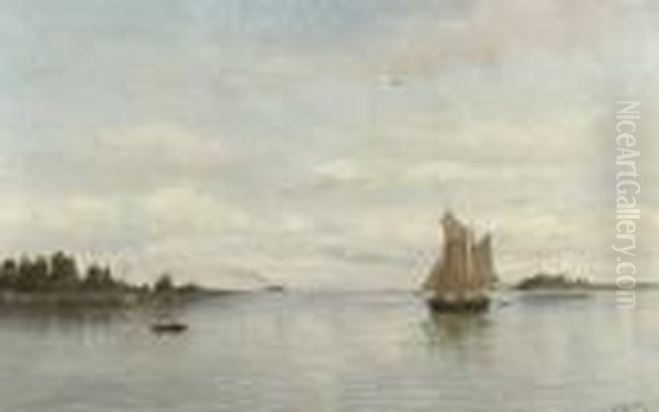 A Tranquil Day On The Finnish Coast Oil Painting by Oskar Conrad Kleineh