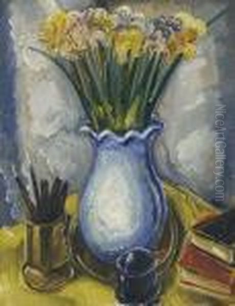 Blumen Im Blaue Vase Oil Painting by Paul Kleinschmidt