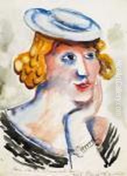 Dame Mit Hut Oil Painting by Paul Kleinschmidt