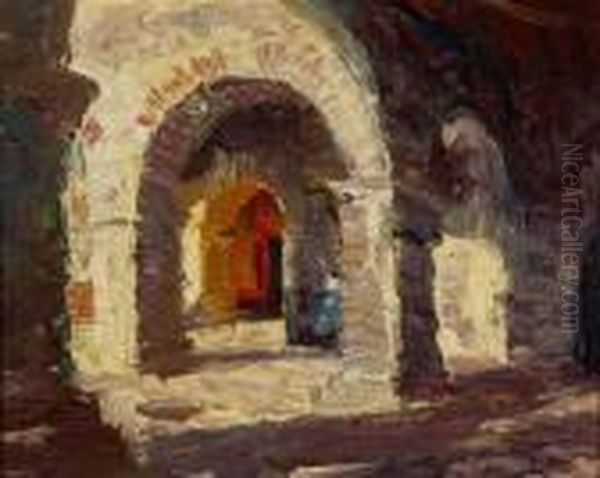 Sunlit Cloisters Oil Painting by Joseph A. Kleitsch