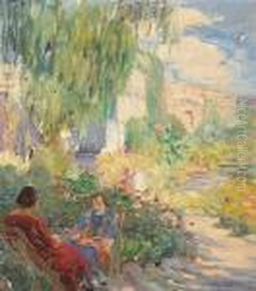 A Conversation In A Mission Garden Oil Painting by Joseph A. Kleitsch