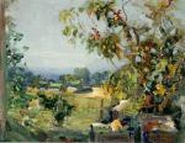 Our Garden - Laguna Beach Oil Painting by Joseph A. Kleitsch