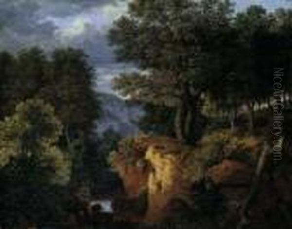 Berglandschaft Mit Wilderer Und 
Jagern. Signiert Unten Rechts: Klengel. Ol Auf Leinwand. H 36,5; B 46,5 
Cm. Oil Painting by Johann Christian Klengel