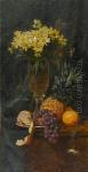 Still-life With Fruit And Flowers Oil Painting by Iulii Iul'evich (Julius) Klever