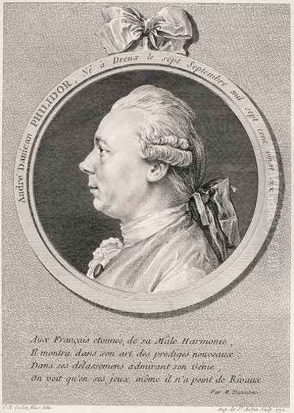 Portrait of Francois-Andre-Danica Philidor (1726-95) 1772 Oil Painting by Cochin, Charles Nicolas II