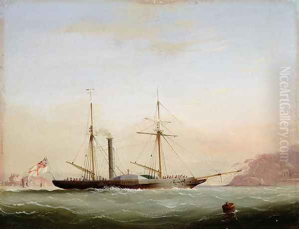 Paddle Steamer in Plymouth Sound off Mount Edgecombe, 1841 Oil Painting by Nicholas Matthews (1816-51) Condy