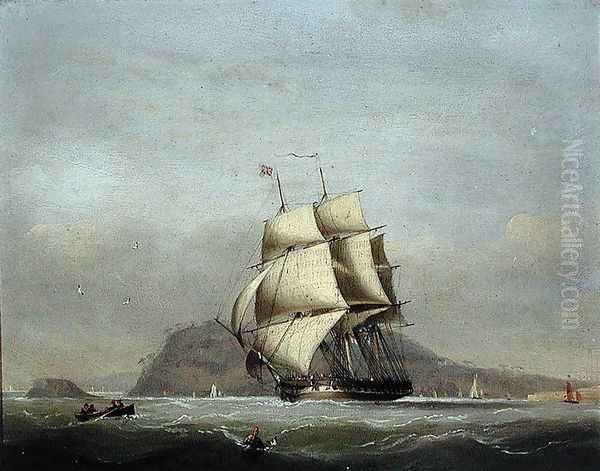 H.M.S. Pique under Sail Oil Painting by Nicholas Matthews (1816-51) Condy