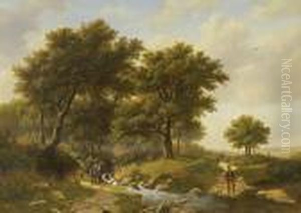 Baumlandschaft Mit Bachlauf Oil Painting by Johann Bernard Klombeck