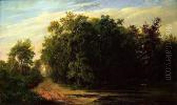 Paysage Boise Oil Painting by Johann Bernard Klombeck