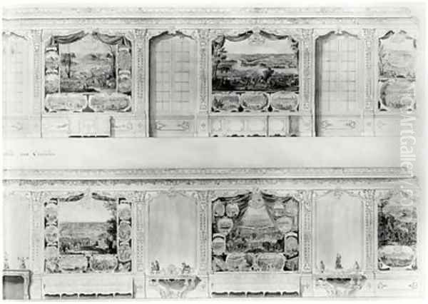 Plan and Elevation of the Galerie du Petit Chateau de Chantilly Oil Painting by Chambe