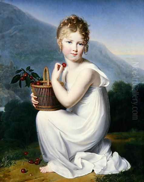 Young Girl Eating Cherries Oil Painting by Jeanne-Elisabeth Chaudet