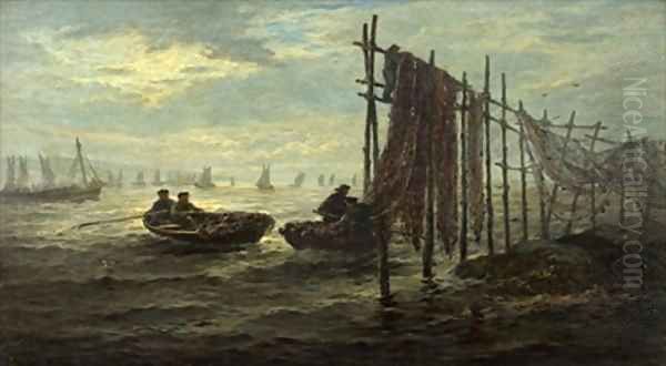 Fishers Nets Loch Fyne Oil Painting by John Chalmers