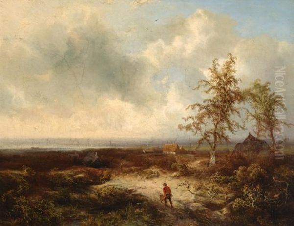 Panoramic Landscape Oil Painting by Pieter Lodewijk Francisco Kluyver