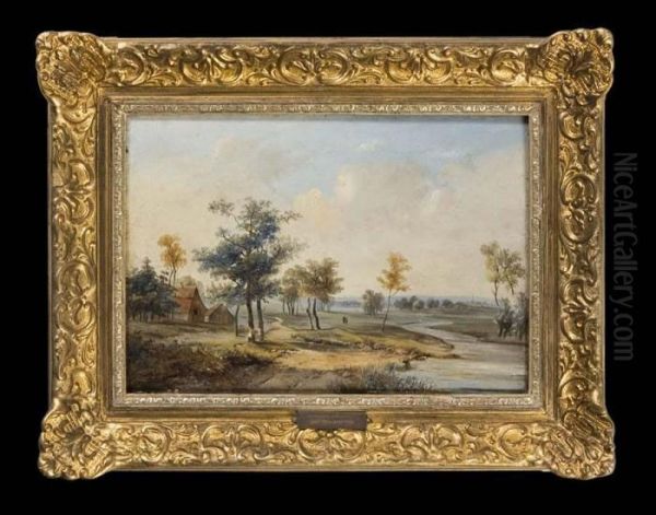 Weite Romantische Fluslandschaft Oil Painting by Pieter Lodewijk Francisco Kluyver