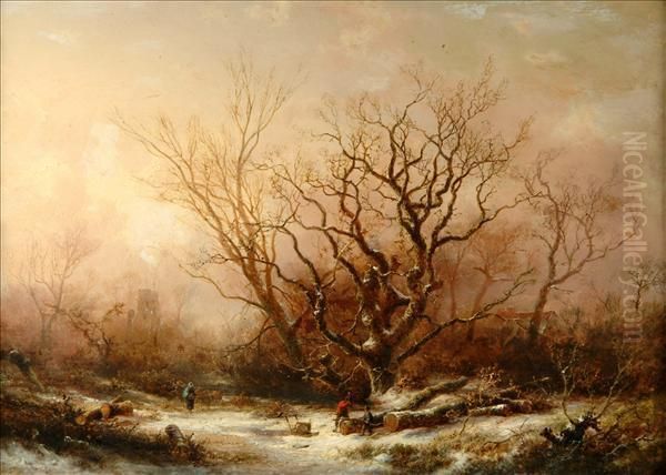 A Dutch Woodland Oil Painting by Pieter Lodewijk Francisco Kluyver