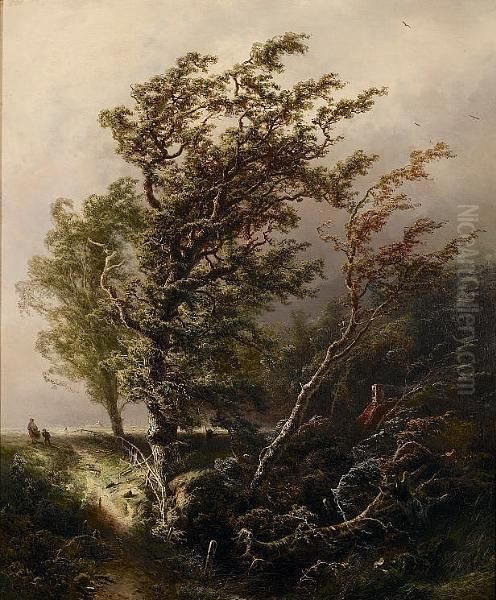 The Storm Oil Painting by Pieter Lodewijk Francisco Kluyver