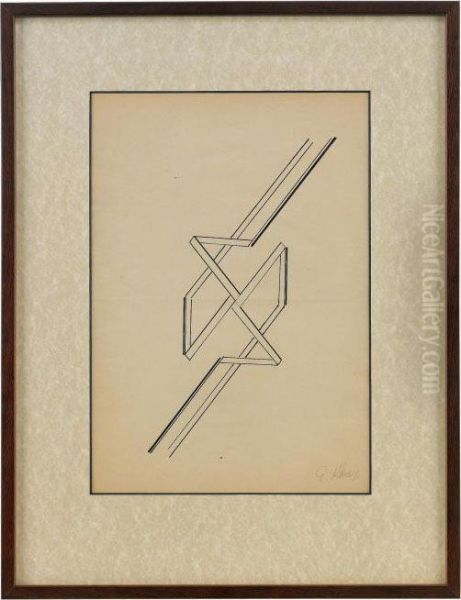 A Geometric Design Oil Painting by Gustav Gustavovich Kluzis