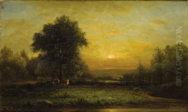 Sunset - Little Miami Valley Oil Painting by Charles Wilson Knapp