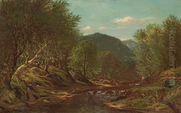 Fishing In The Catskills Oil Painting by Charles Wilson Knapp