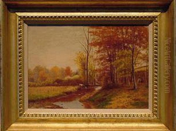 Autumn River Landscape Oil Painting by Charles Wilson Knapp