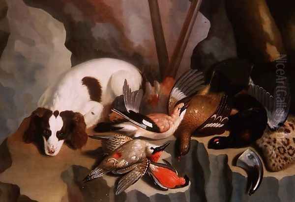 Dog Watching Over Dead Game Oil Painting by Jan Coster