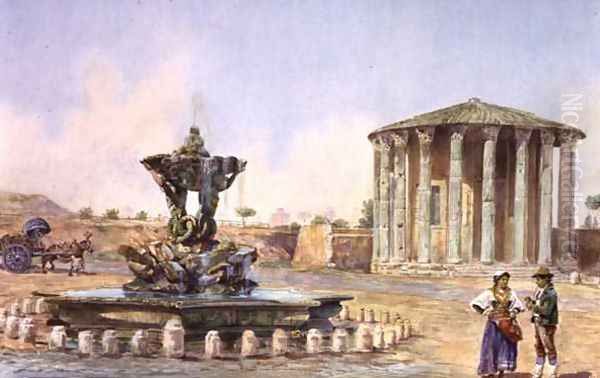 The Temple of Vesta in Rome, late 19th century Oil Painting by Antonio Colli