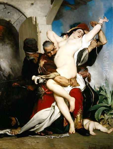 The Abduction of a Herzegovenian Woman, 1861 Oil Painting by Jaroslav Cermak