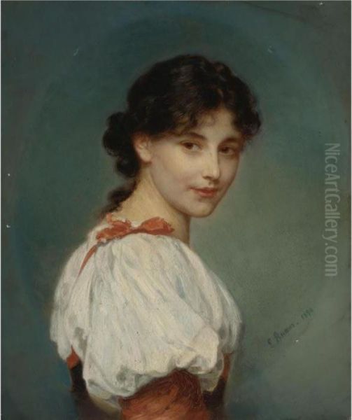 Italian Girl Oil Painting by Ludwig Knaus