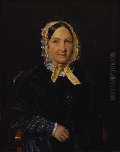 A Sweet Lady Oil Painting by Ludwig Knaus