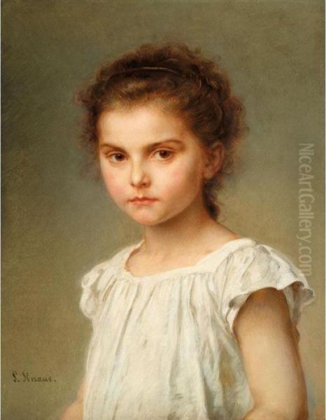 Brustbild Eines Kleinen Madchens (half-length Portrait Of A Girl) Oil Painting by Ludwig Knaus