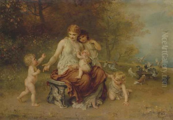 Charity Oil Painting by Ludwig Knaus