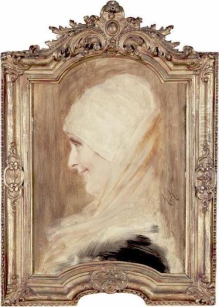 Portrait Of A Woman Oil Painting by Ludwig Knaus