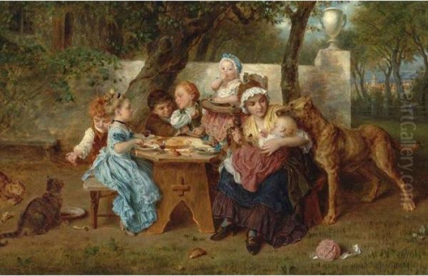 The Birthday Party Oil Painting by Ludwig Knaus