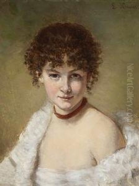 Bildnis Eines Jungen
 Madchens. Oil Painting by Ludwig Knaus