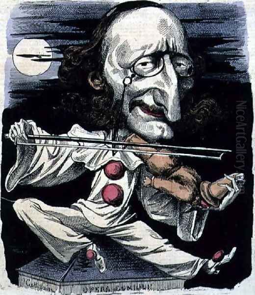 Caricature of Jacques Offenbach (1819-80) from 'Le Hanneton', 24th October 1867 Oil Painting by Philippe-Auguste Cattelain