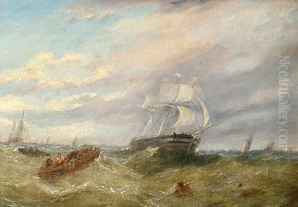 Shipping On Open Waters, 1881 Oil Painting by Adolphus Knell