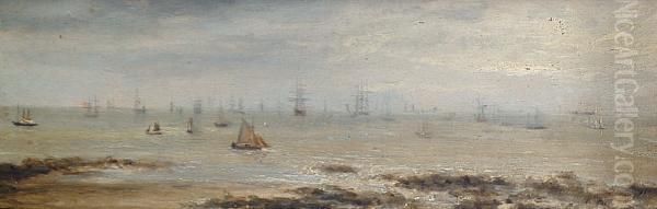 In Full Sail; And At Sea Oil Painting by Adolphus Knell